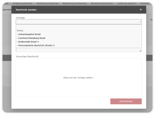 Template selection inside the new dialog